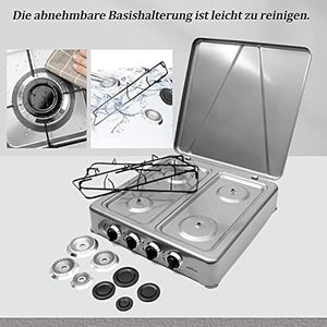 HOMELUX Gaskocher 4 flammig Campingkocher mit Deckel 6,2 kW Kocher Gas Herd Outdoor