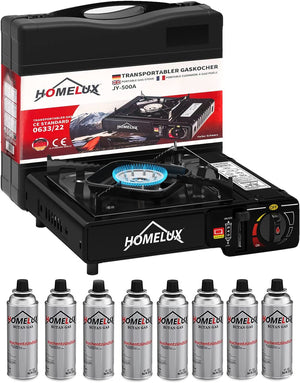 Camping-Gaskocher-Set 2,2 KW, mit Gaskartusche, inkl. Aufbewahrungsbox. Ideal für Outdoor-Kochen