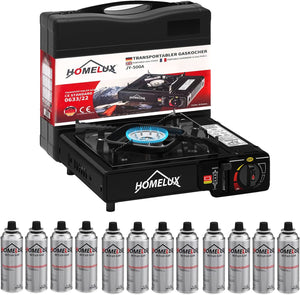 Camping-Gaskocher-Set 2,2 KW, mit Gaskartusche, inkl. Aufbewahrungsbox. Ideal für Outdoor-Kochen