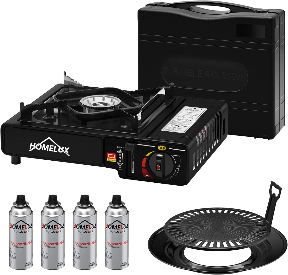 Camping-Gaskocher-Set 2,2 KW, mit Gaskartusche, inkl. Aufbewahrungsbox. Ideal für Outdoor-Kochen
