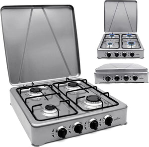HOMELUX Gaskocher 4 flammig Campingkocher mit Deckel 6,2 kW Kocher Gas Herd Outdoor