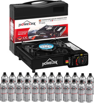 Camping-Gaskocher-Set 2,2 KW, mit Gaskartusche, inkl. Aufbewahrungsbox. Ideal für Outdoor-Kochen