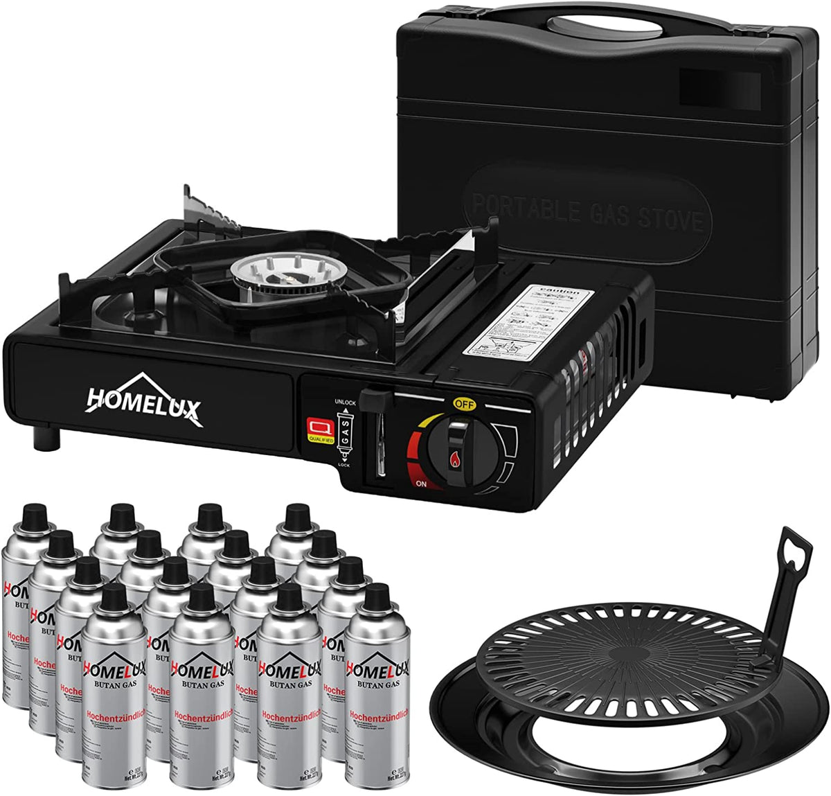 Camping-Gaskocher-Set 2,2 KW, mit Gaskartusche, inkl. Aufbewahrungsbox. Ideal für Outdoor-Kochen