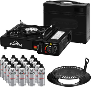 Camping-Gaskocher-Set 2,2 KW, mit Gaskartusche, inkl. Aufbewahrungsbox. Ideal für Outdoor-Kochen