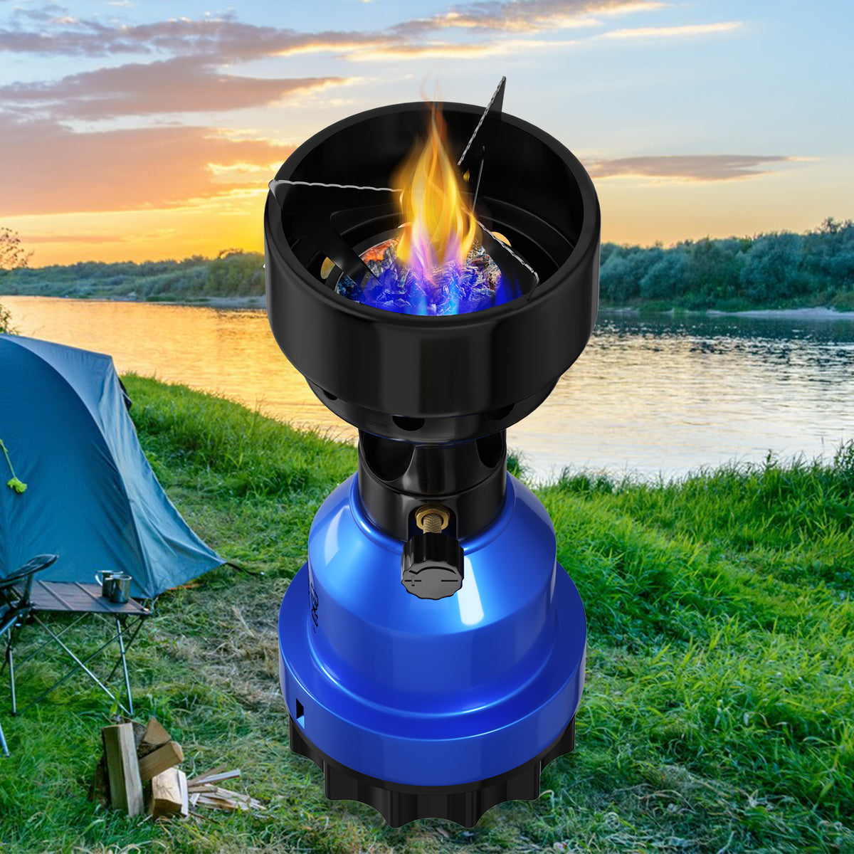 2in1 Campingkocher Gaskocher 1 Flammig Shisha Kohleanzünder für Gaskartuschen